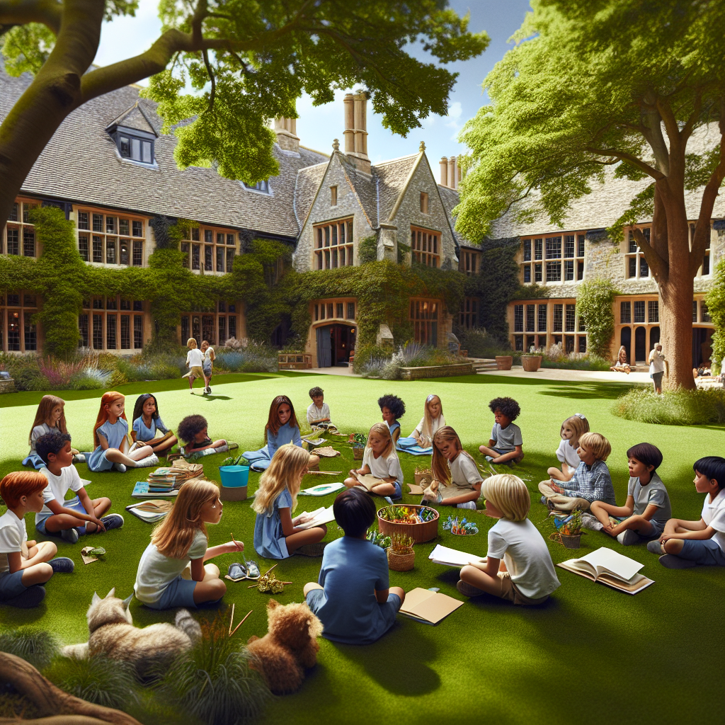 W jaki sposób bliskość terenów zielonych wokół prywatnej szkoły podstawowej wspiera edukację ekologiczną i aktywność fizyczną uczniów?